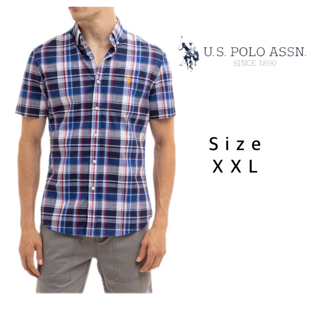 U.S. Polo Assn. Men’s Plaid Short Sleeve Button Down Shirt Size 2XL